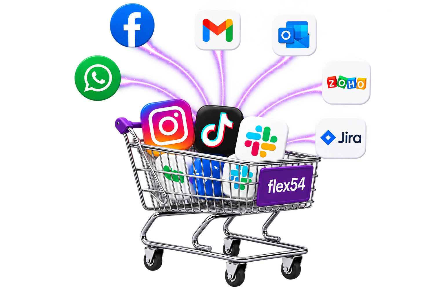 Flex54 connects WhatsApp, email, Slack, and other channels into one workspace